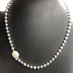 2580 Sterling Silver signed MFA 925 floral clasp vintage pearl Necklace 18"